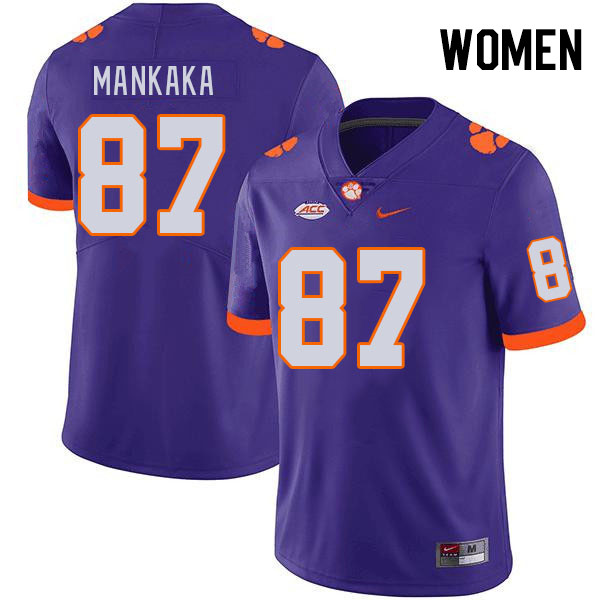 Women's Clemson Tigers Michael Mankaka #87 College Purple NCAA Authentic Football Stitched Jersey 23UG30OG